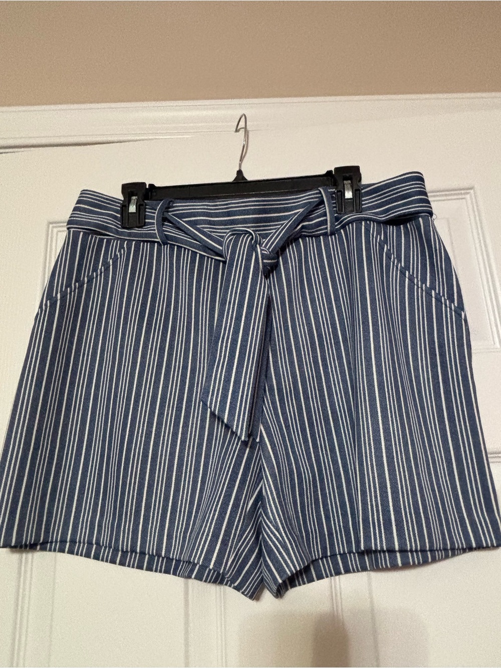 Striped Navy Tie-Waist Women’s Shorts